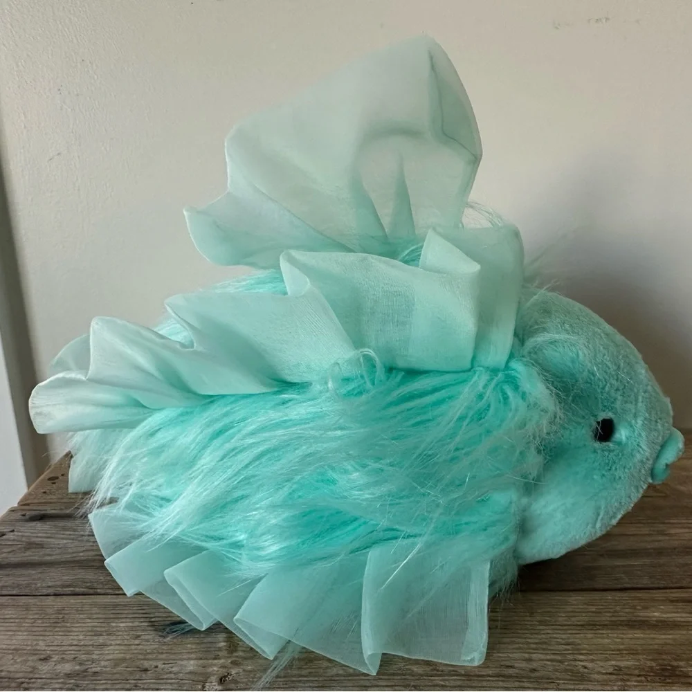Jellycat Florrie Maflish Fish Plush RARE with faux fur and ruffles Teal NWT - Picture 4 of 10